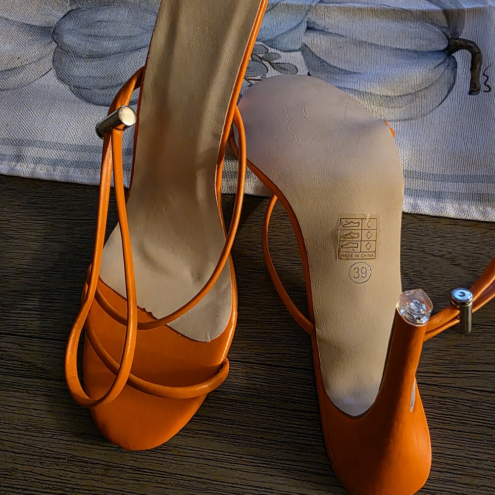 Chic Orange Strappy Heels